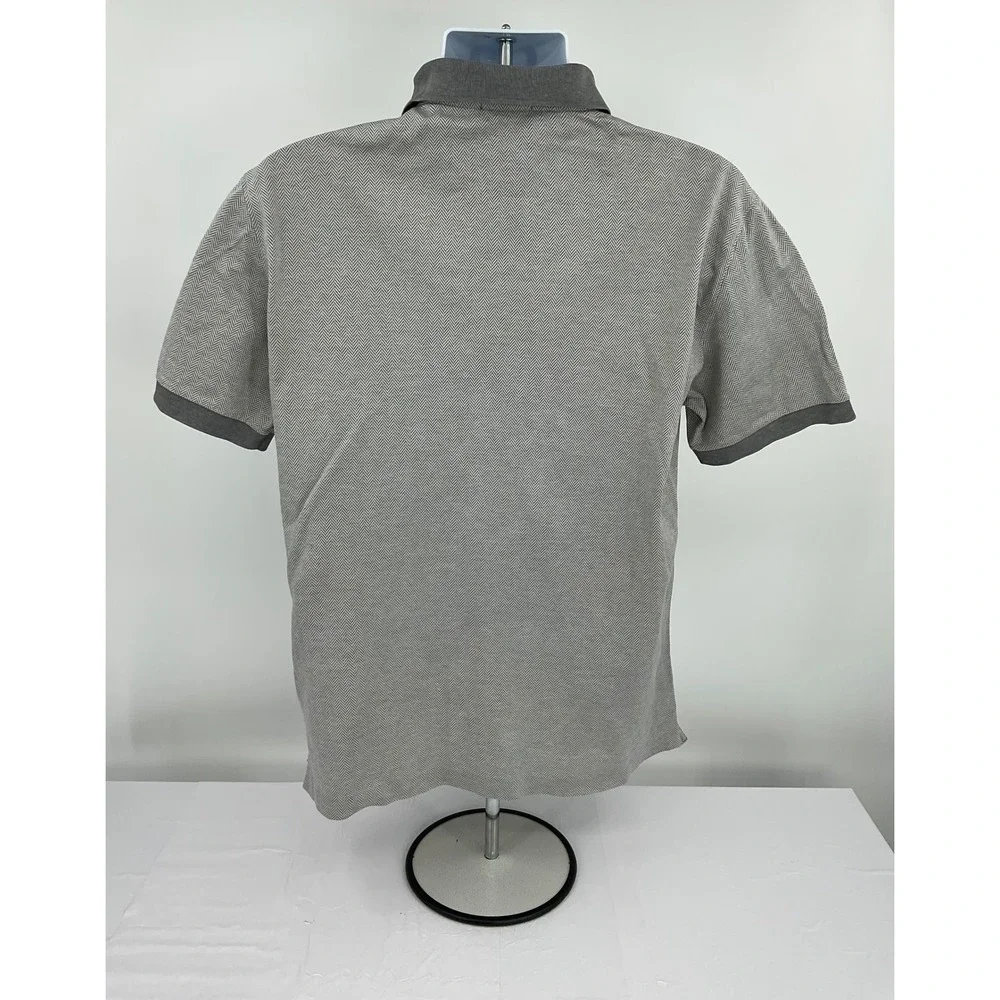 Ralph Lauren Golf Polo Shirt Herringbone‎ Pattern Gray Short Sleeve L